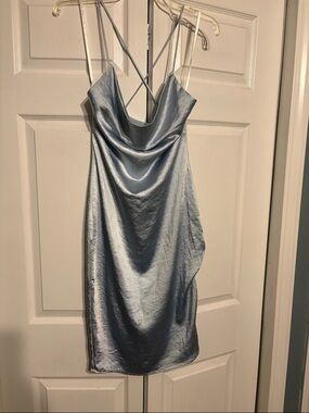 superdown Light Blue Satin Cowl Midi Dress